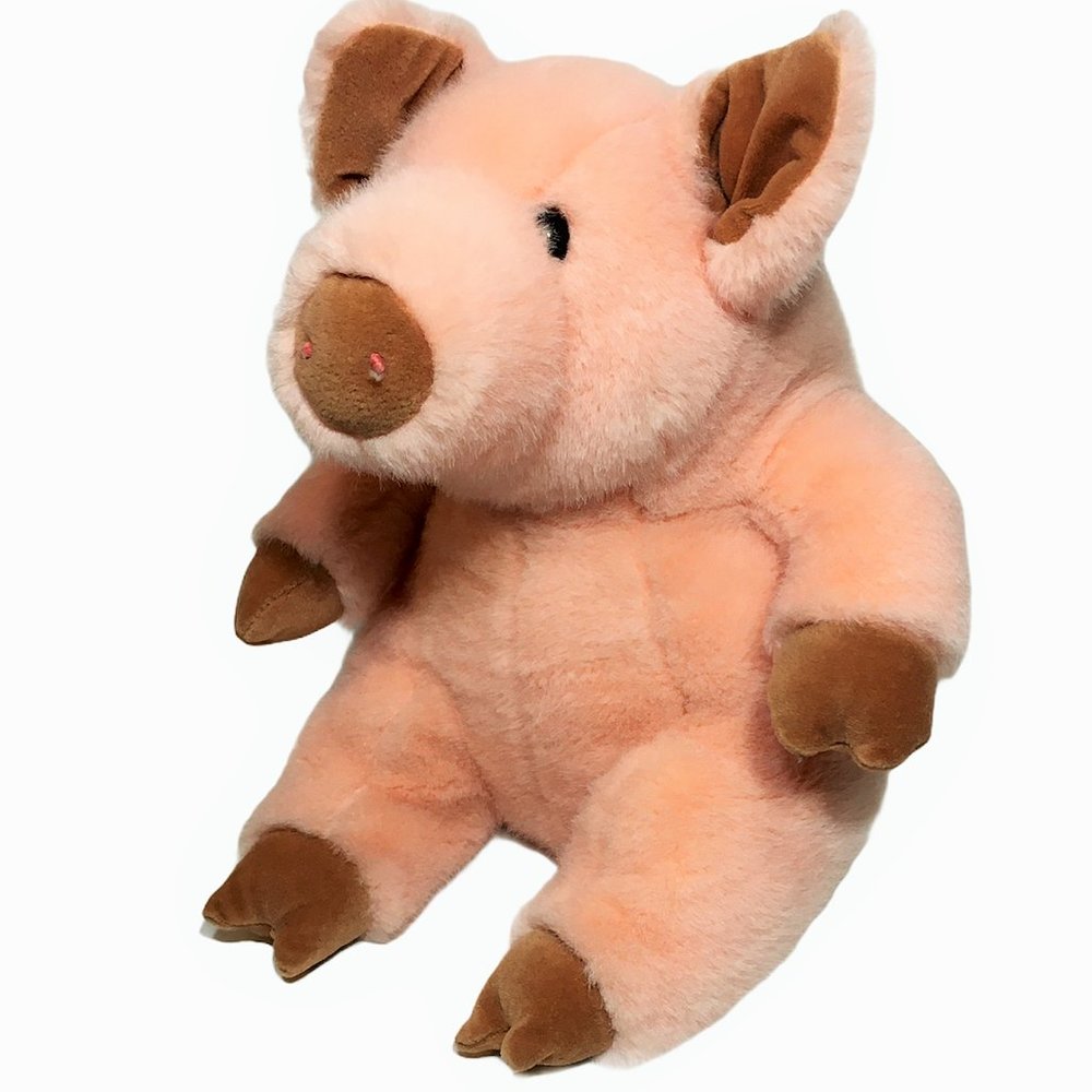 Vintage 1990 Manhattan Toy RARE 13in. Peach Pig